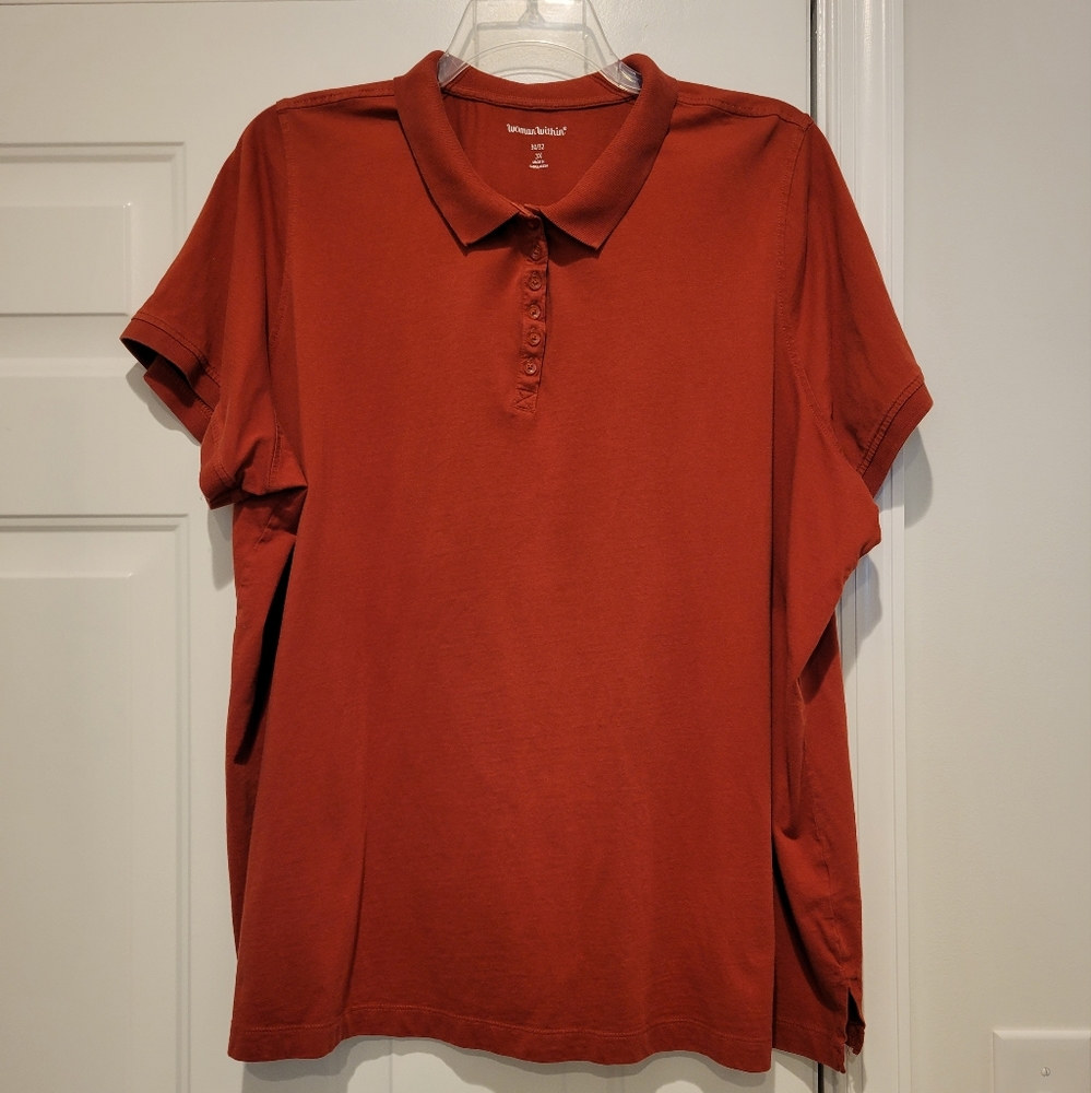 Woman Within Short-Sleeve Polo Tee  Rust Color